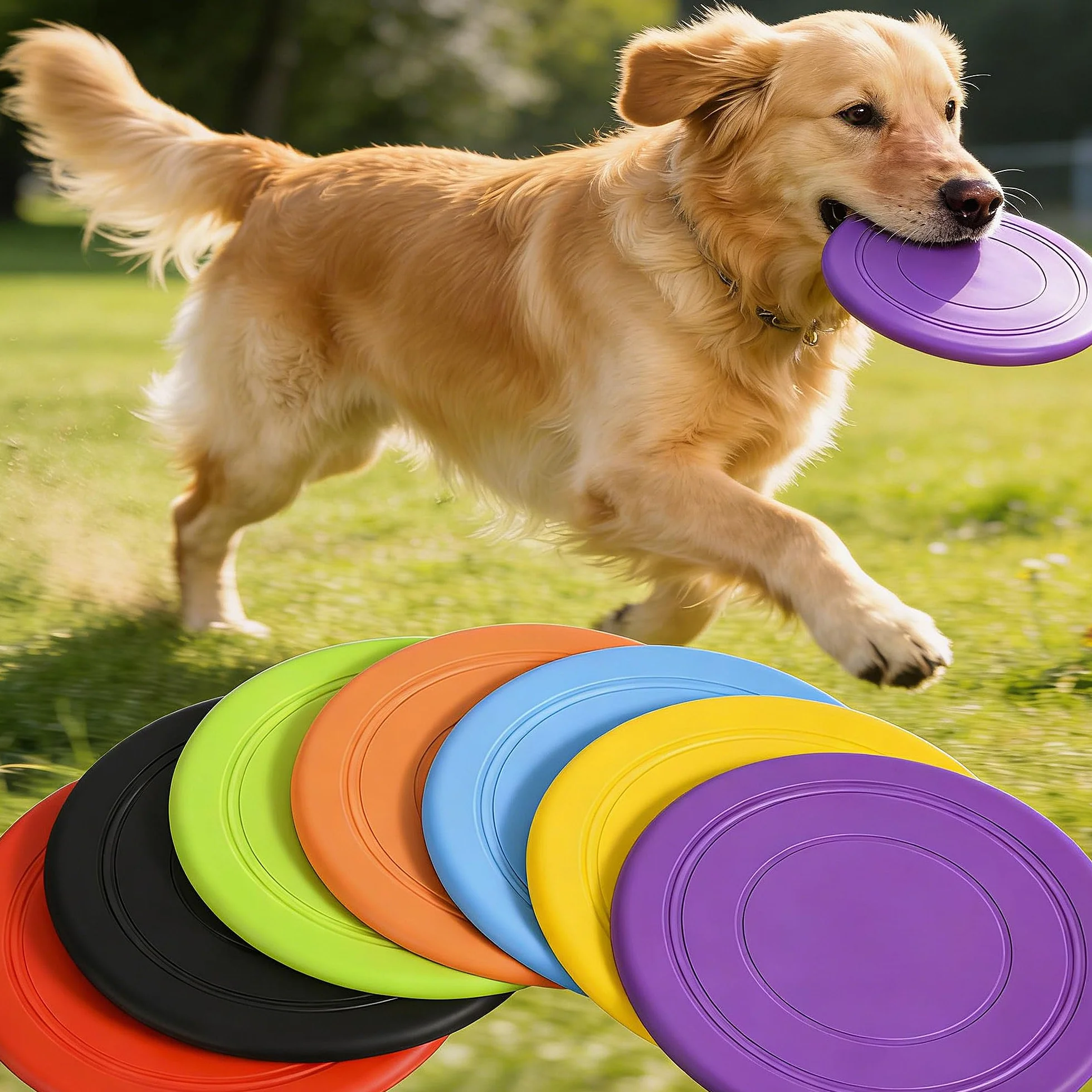 7 Pezzi Frisbee Giocattolo per Cani, Disco Volante di Gomma, Dog Flying Disc, Facile da Trasportare, per Addestramento e Cura dei Denti