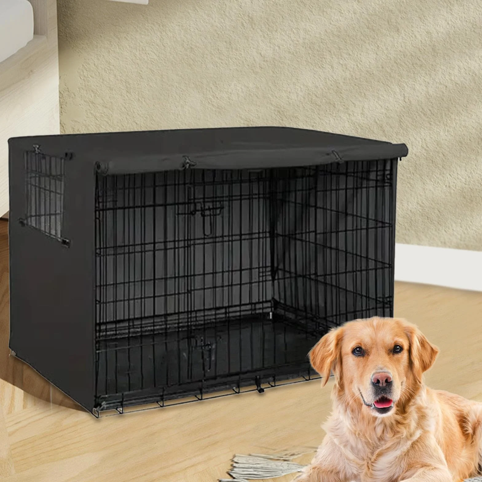 Oxford - Copertura per cuccia per cani – Protezione impermeabile per gabbia per animali domestici, antivento | accessorio per recinzione per animali da interno ed esterno, resistente alle intemperie
