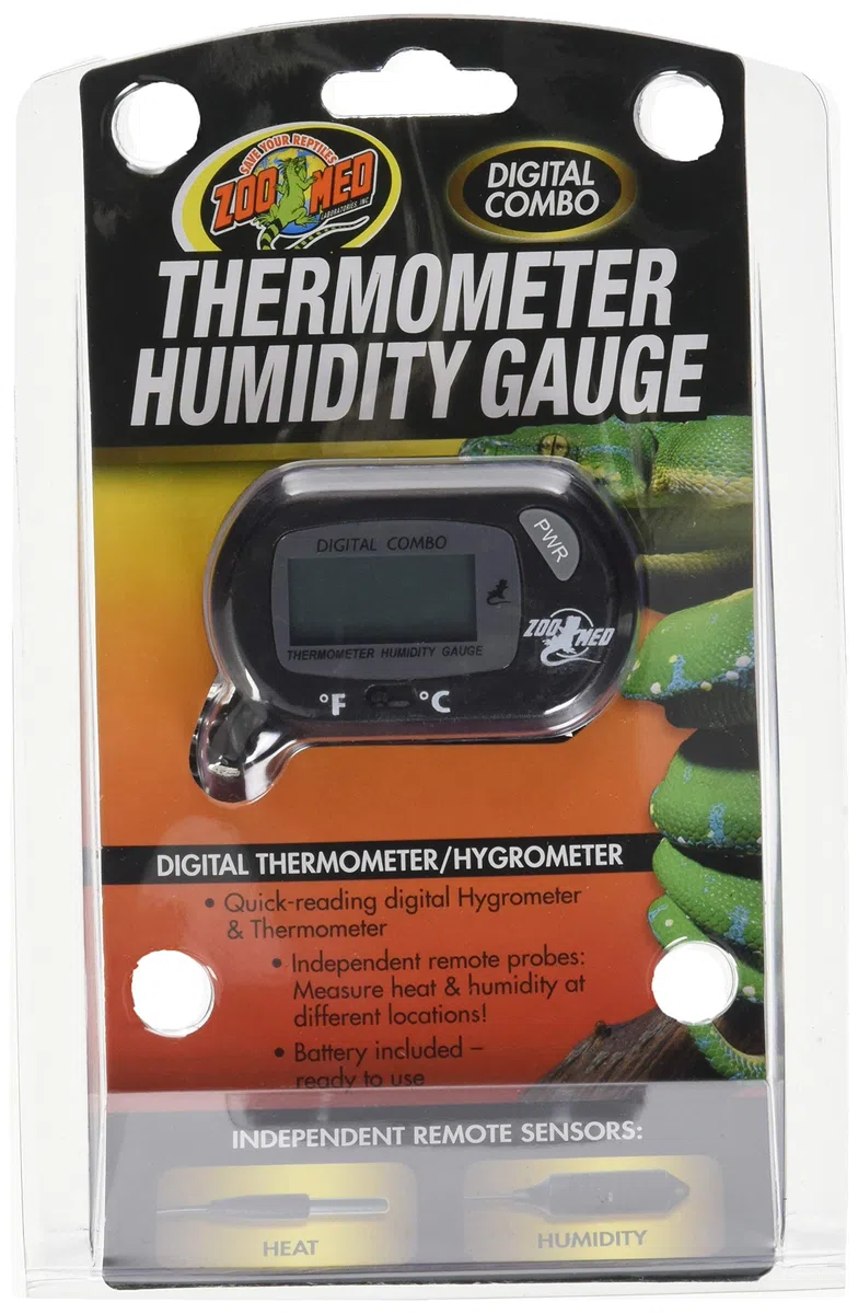 Zoo Med Digital Combo - Termometro e Igrometro digitale per terrari, paludari e rettilari, misura temperatura e umidità in tempo reale, con sonde indipendenti