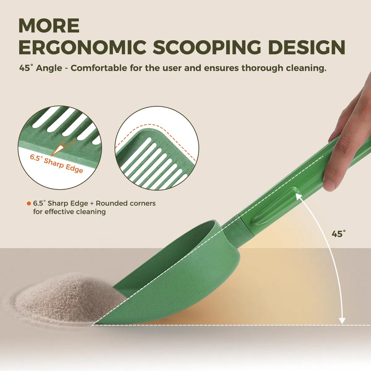 PAWZ Road Paletta per lettiera Cactus con supporto - 2 teste in plastica di paglia biodegradabile e manico durevole in ABS e scatola - Paletta per gatti premium con 1 rotolo di sacco per rifiuti