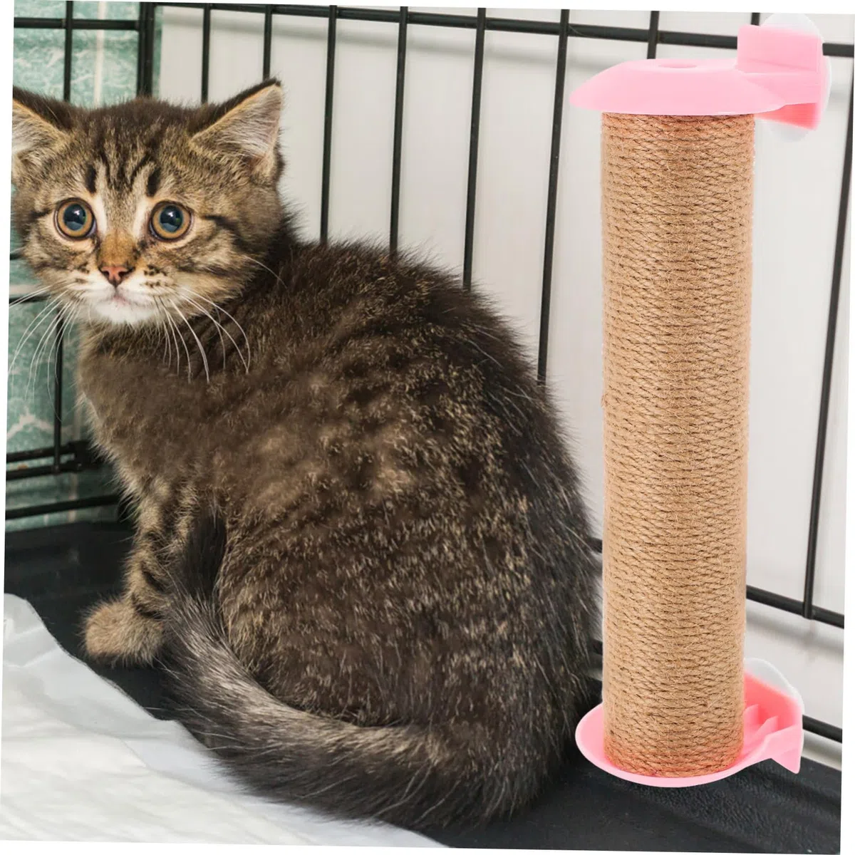 Sosoport Ricambio Tiragraffi Multifunzionale in Corda di Juta Rosa per Gatti Compatibile Gabbia per Uso Indoor e Gatti Piccoli