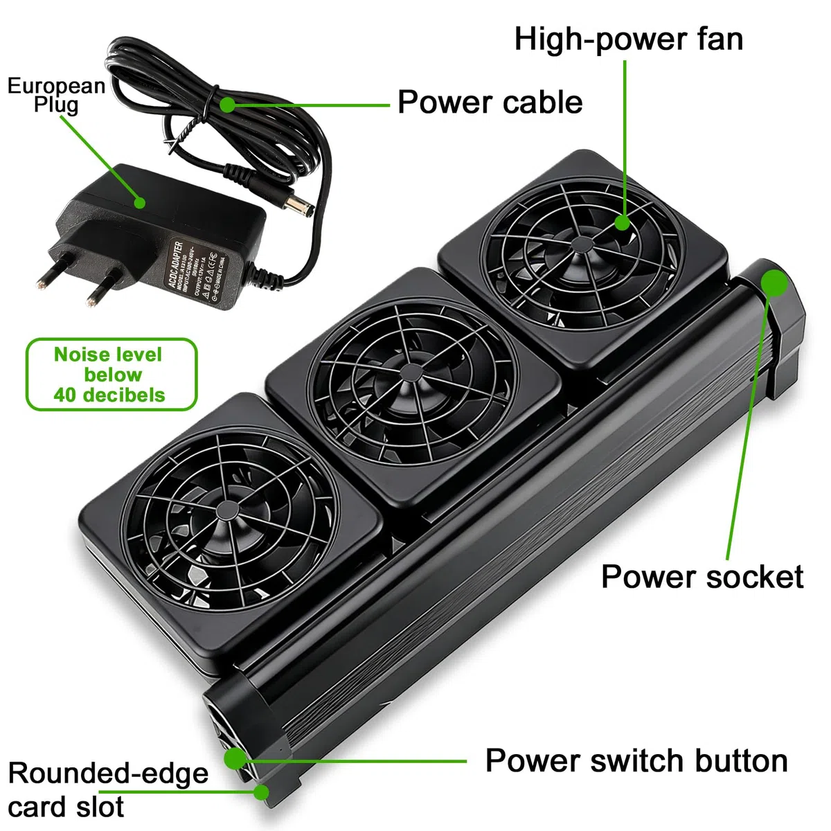 BORDEAG Ventola per acquario, radiatore per acquario, 5 velocità di vento, silenziosa, ventilatore per acquario, ventilatore silenzioso con timer per acquario da 60 cm, 3 ventole