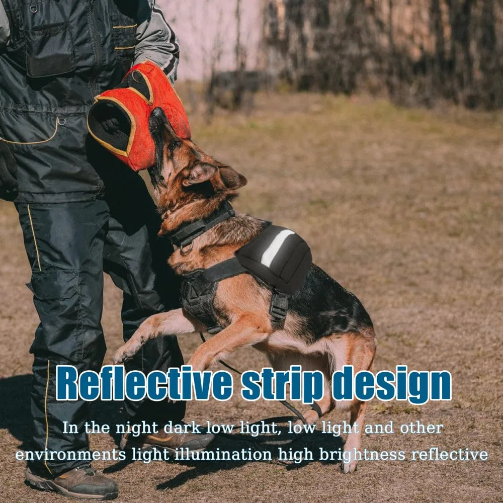 DONGKER Borsa da Sella per Cani Tattica, Zaino per Imbracatura Cane Molle in Nylon 1000D con Striscia Riflettente, Borse per Gilet Animali per Trasporto Dolcetti, Giocattoli e Altri Oggetti