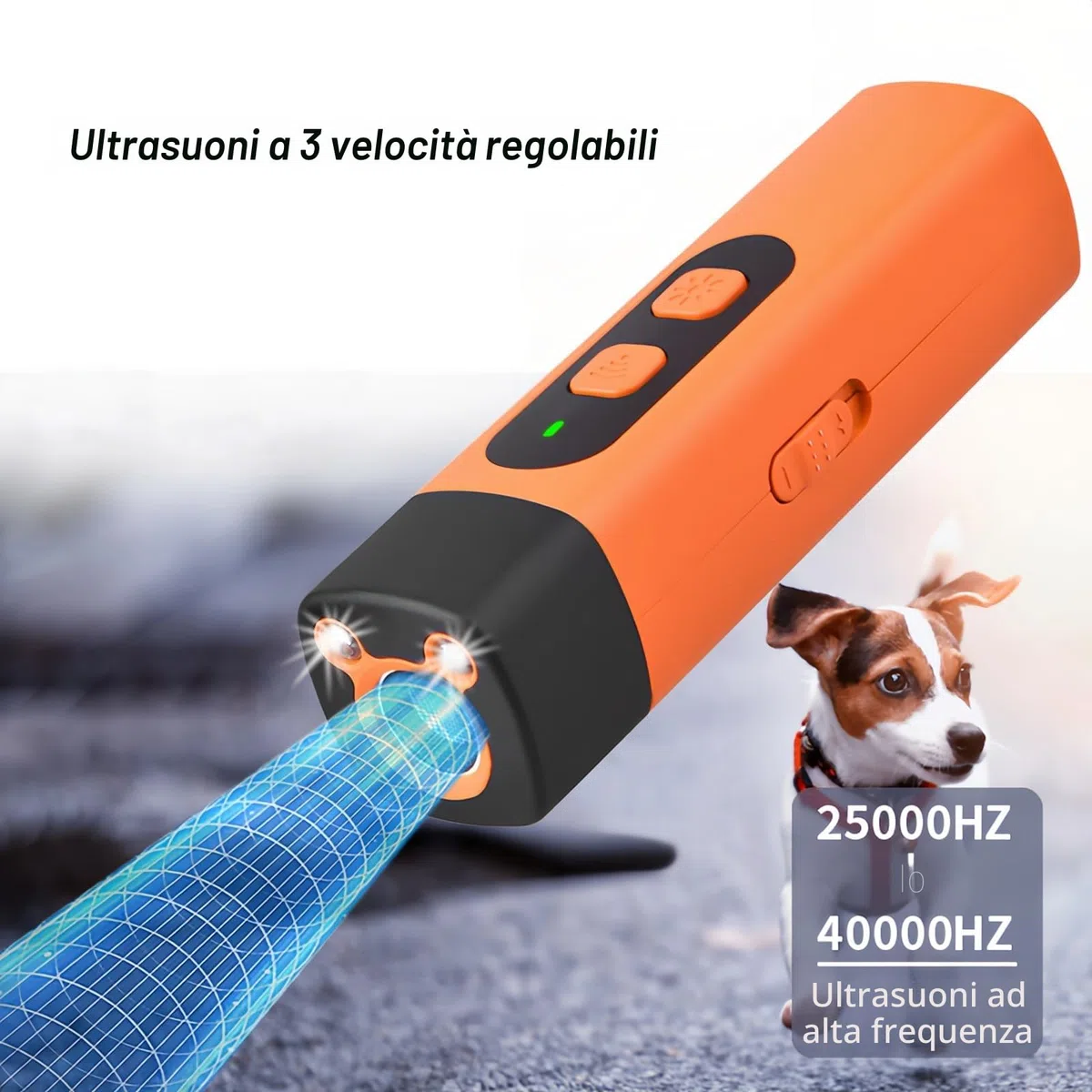 repellente ad ultrasuoni per cani con 3 frequenze regolabili, torcia LED, dispositivo per fermare l'abbaio, ricaricabile, addestramento comportamentale, portatile per cani e animali domestici