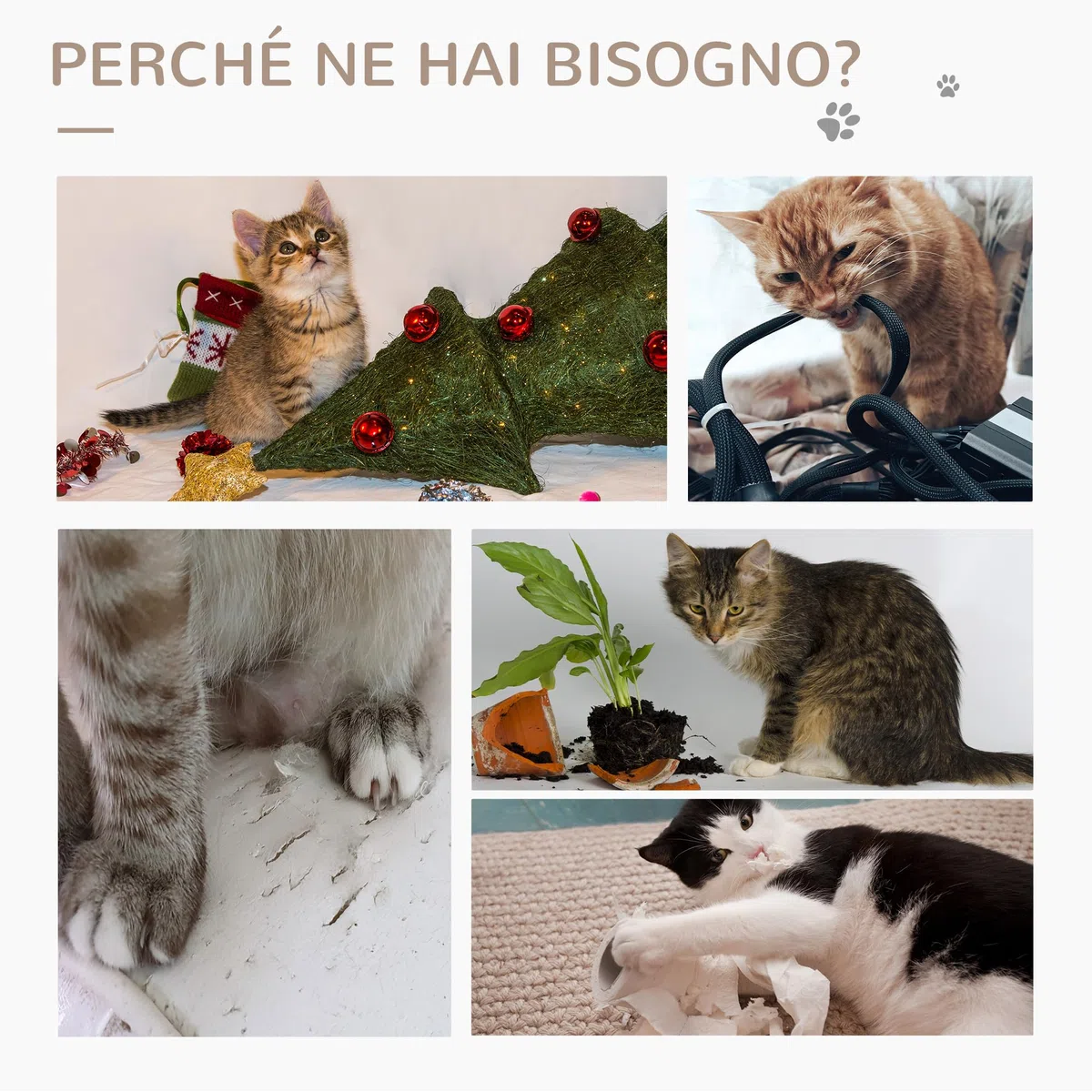PawHut Tiragraffi per Gatti con Palo in Sisal Alto 60 cm, Mini Albero Tiragraffi Salvaspazio Multiuso con Base in Truciolato, Beige