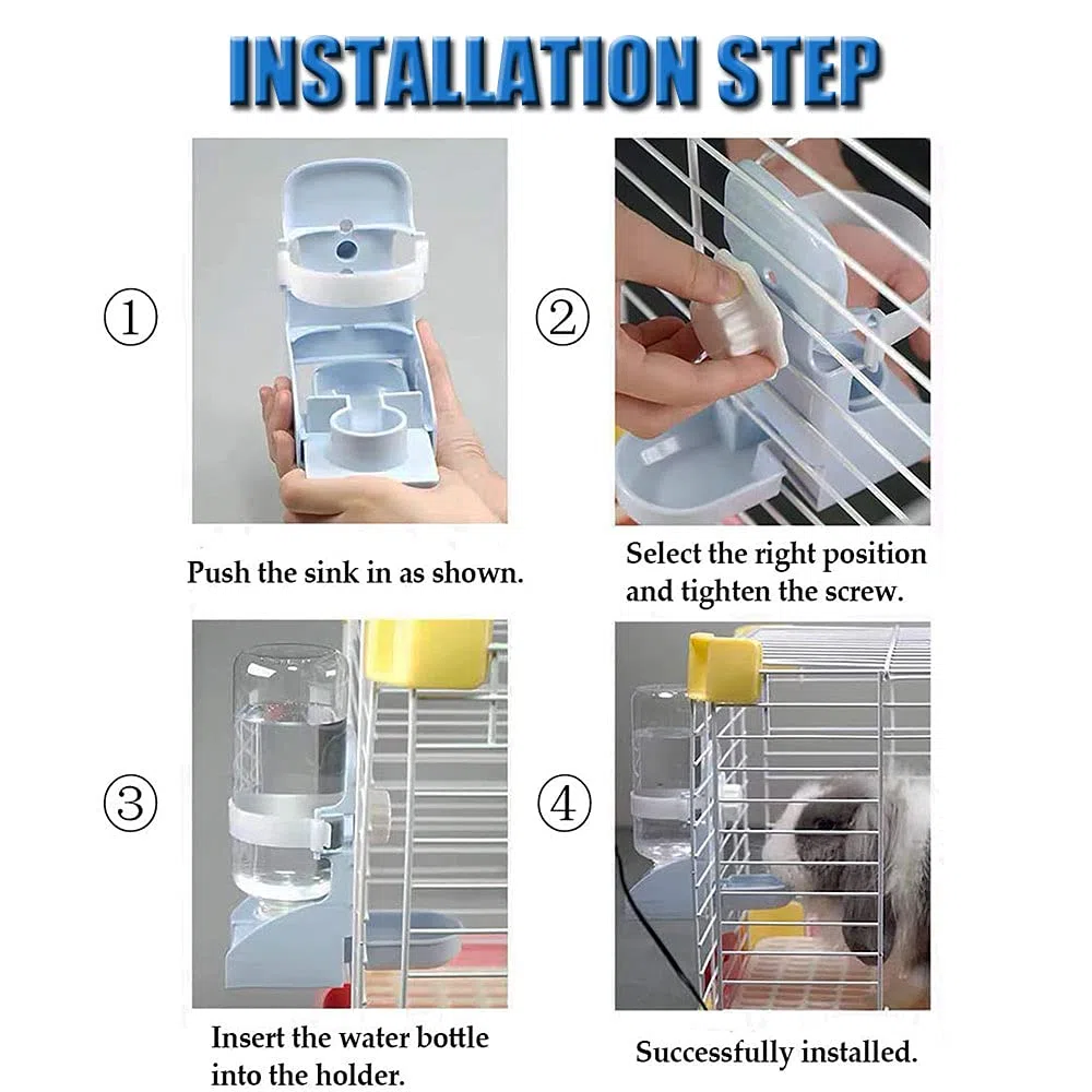 17oz alimentatore di acqua di coniglio, dispenser di acqua sospesa gabbia per animali domestici, ciotola per appendere automatica piccola bottiglia d'acqua per criceto coniglietto furetto
