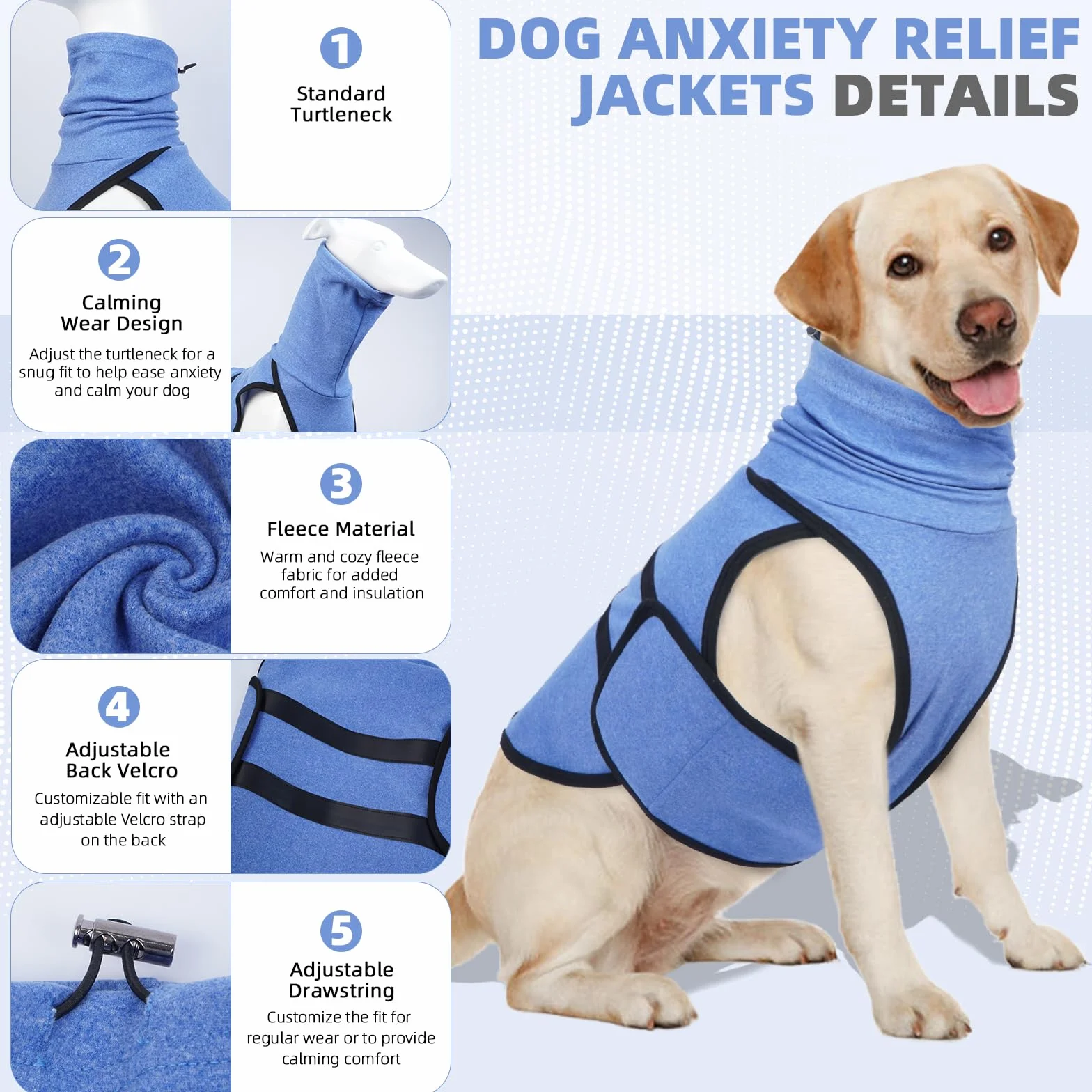 Giacca Ansiolitica Per Cani, Cappotto Anti-Ansia Per Cani Con Cappuccio Calmante, Maglione Per Cani Di Piccola Media E Grande Taglia, Cappotto Cane, Vestiti Per Cani
