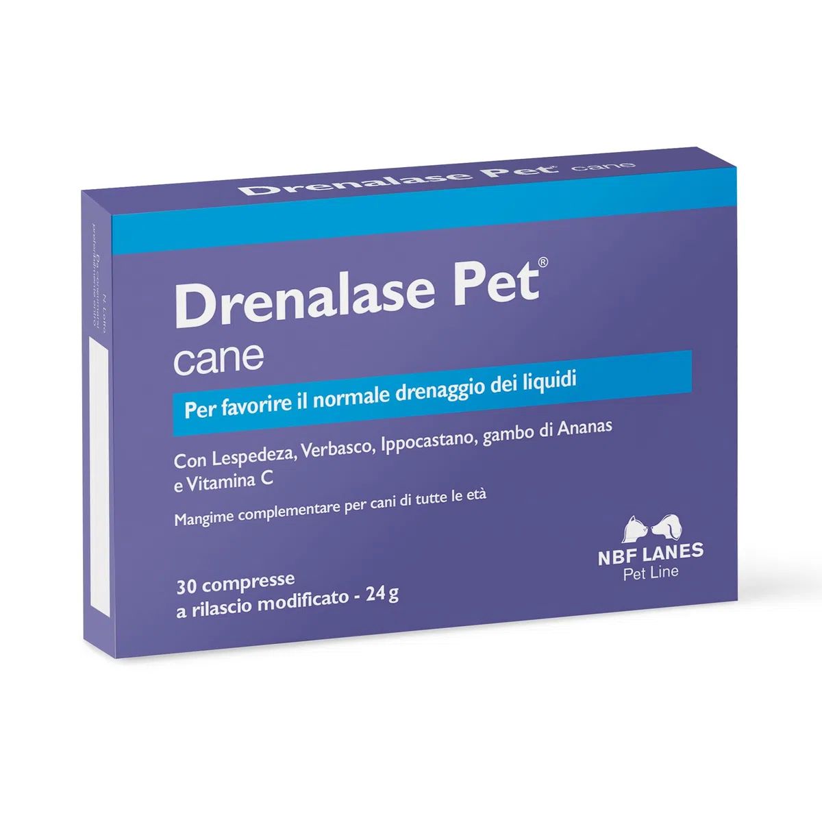 NBF Lanes | Drenalase Pet Cane, 30 Compresse Appetibili Non Divisibili a Rilascio Modificato, per Favorire il Normale Drenaggio dei Liquidi