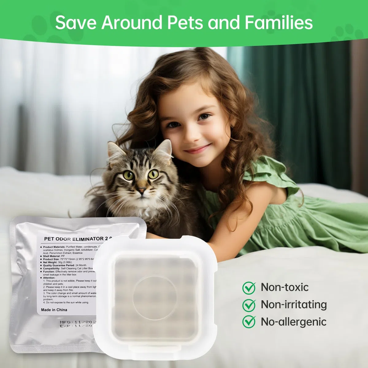 Deodorante per Toilette per Gatti Autopulente,Eliminatore di Adori per Lettiere di Gatti (Confezione da 3)