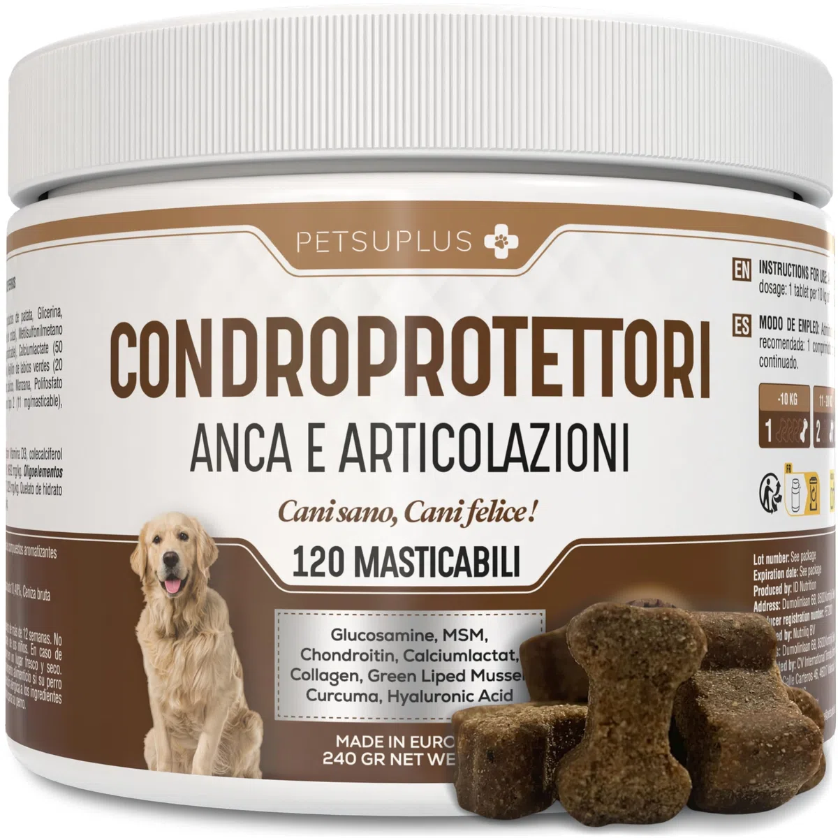 Joint Care Cani Articolazioni - Integratore Articolazioni Cane - Condroprotettori - Condroitina e Glucosamina, MSM, Collagene e Acido Ialuronico -120 Masticabili