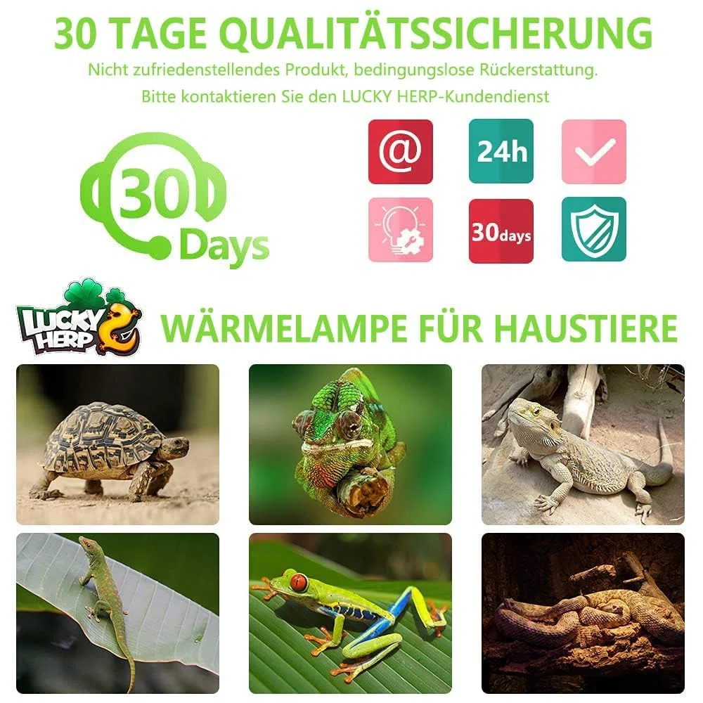 LUCKY HERP Lampada riscaldante per terrario, 25 W, 4 pezzi, UVA UVB, lampada alogena a tartaruga, E27 UVB Basking Spot lampada per tartaruga, barba, lucertole, serpenti