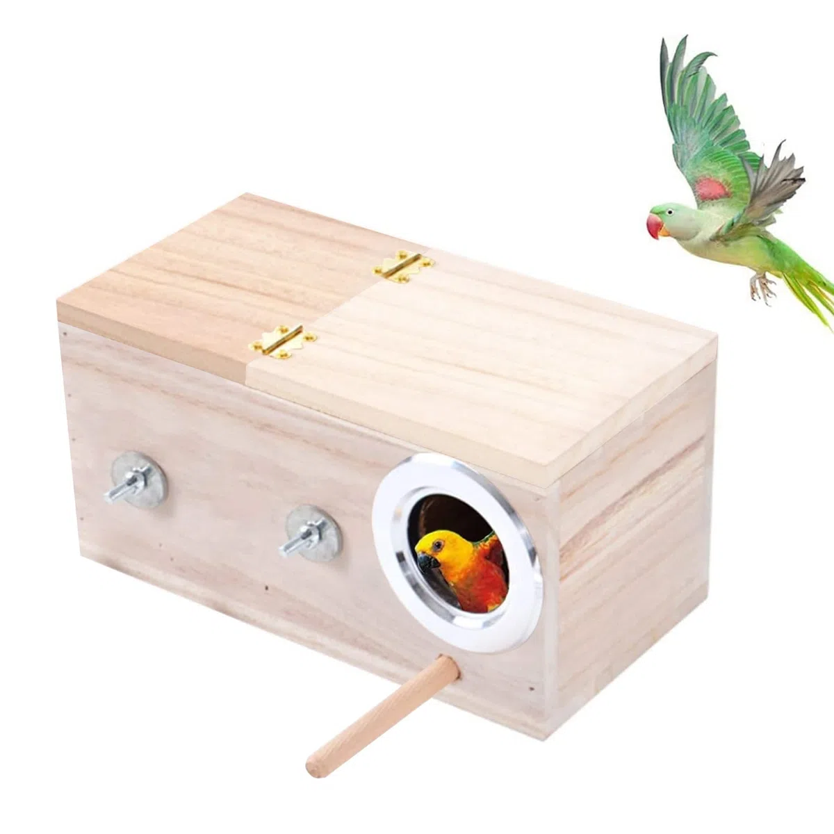Nidi in Legno Gabbia per Uccelli, Nido di Allevamento in Legno Gabbia Pappagalli, Nido con Foro di Ingresso, per Piccoli Uccelli Come Fringuelli,Pappagallini,Canarini