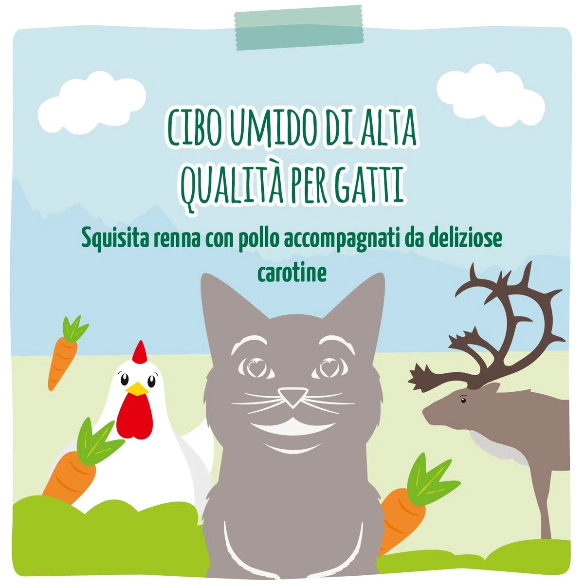 MjAMjAM - cibo umido premium per gatti - deliziosa renna con pollo su deliziose carote, confezione da 6 (6 x 400 g), senza cereali con carne extra