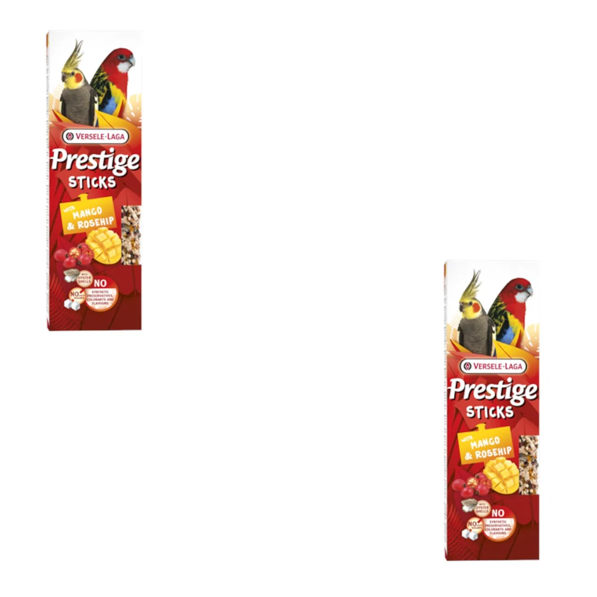 Versele-Laga Prestige Sticks Parrocchetti Grandi con Mango & Rosa Canina | Confezione Doppia | 2 x 140 g | Snack per grandi parrocchetti | Senza zuccheri aggiunti né conservanti sintetici