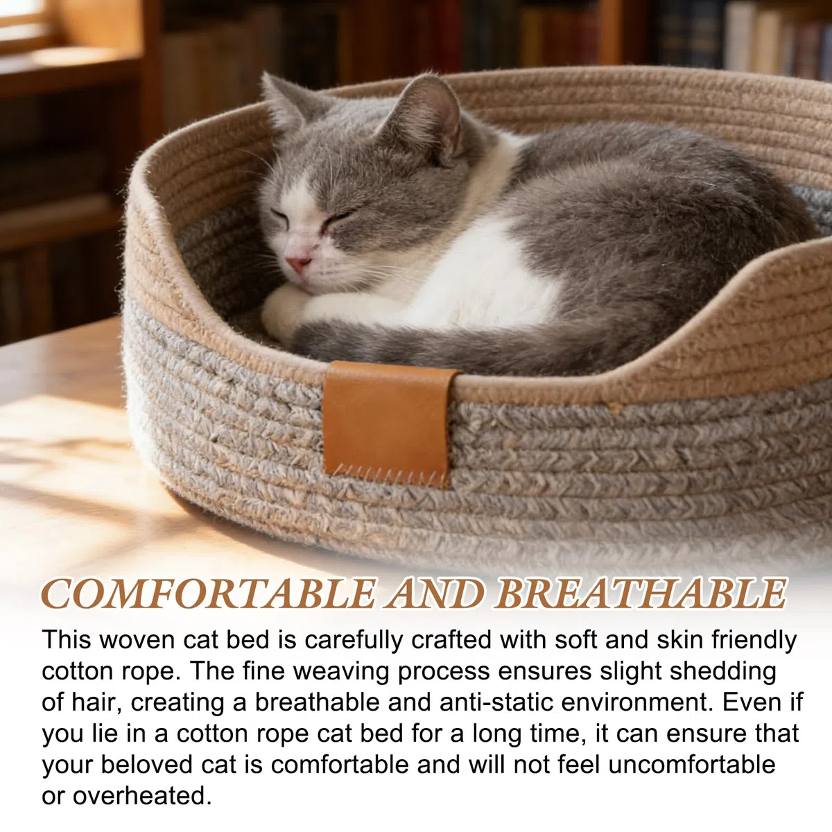 GOMETY Cuccia per gatti lavabile, 50 x 15 cm, cestino per dormire in corda di cotone, rotondo, letto per animali domestici, letto per gatti, cuccia per gatti, cuccia per gatti, cuccia per cani, cuccia