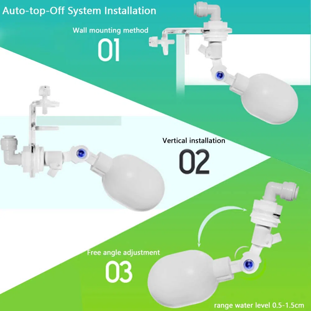 Riempitore di acqua automatico, regolatore di livello dell'acqua nonelettrico di plastica auto-top-off Montaggio valvola a galleggiante regolabile per serbatoio di pesci
