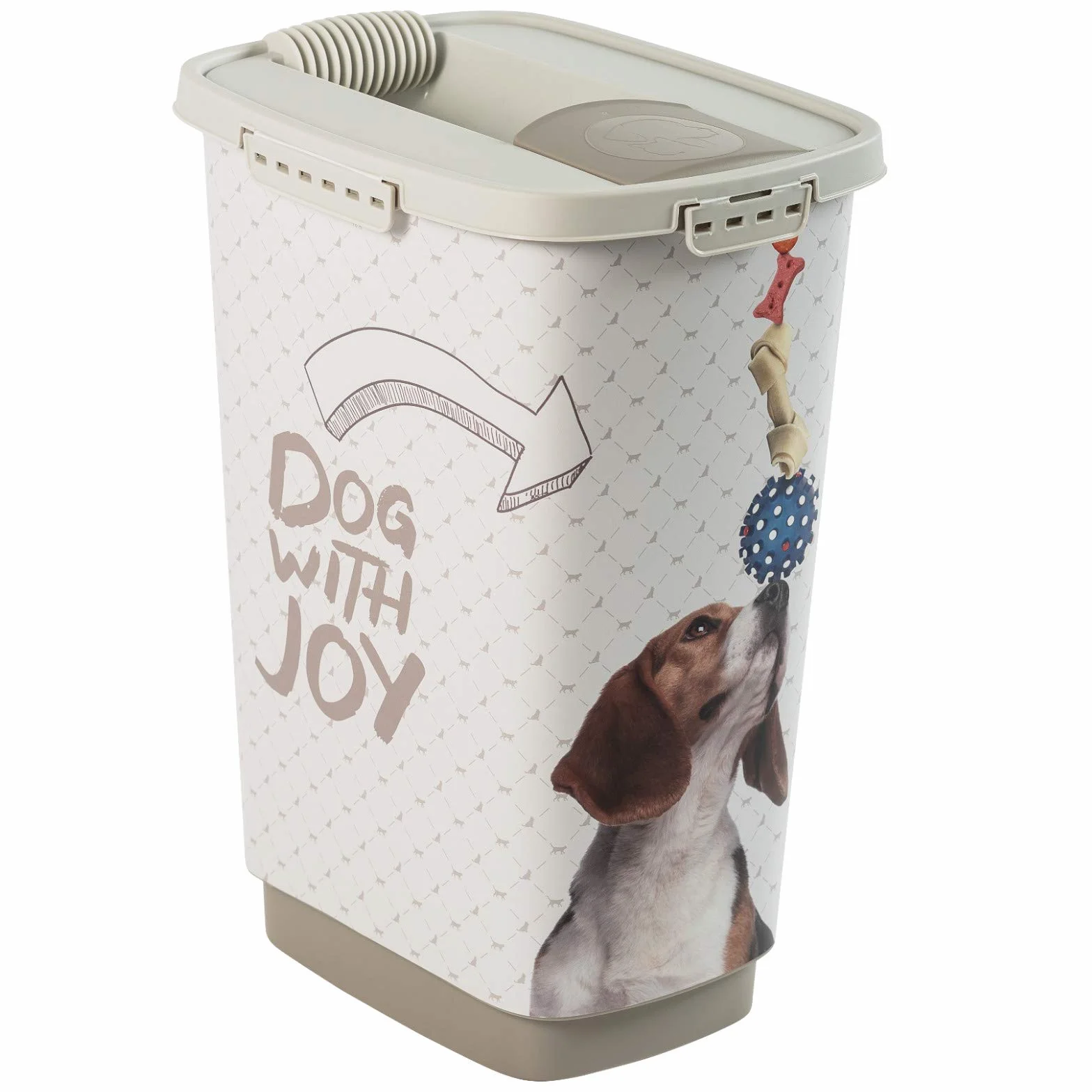 Rotho MyPet Cody Contenitore per Alimenti per Animali Domestici con Coperchio e Dispositivo di Versamento, Plastica (PP) senza BPA, Grigio (Antracite)/Bianco, 25 L, 33.0 x 25.0 x 46.3 cm
