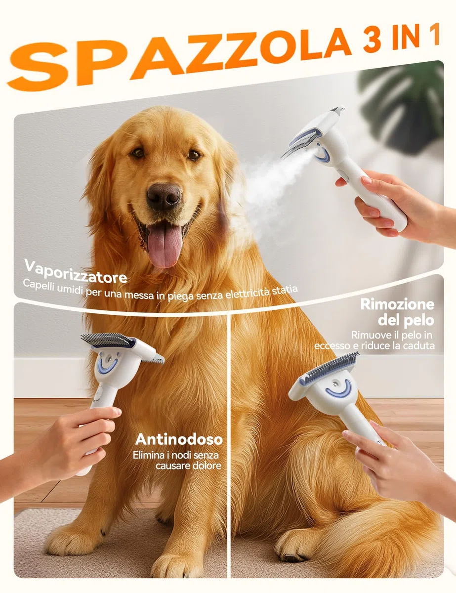 FEELNEEDY Spazzola per Cani, Spazzola a Vapore per Cani, Pettine per Gatti, Vapore a Doppia Faccia, 23+35 Spazzole per Toelettatura e Districatura dei Nodi per Gatto Cane a Pelo Corto e Lungo