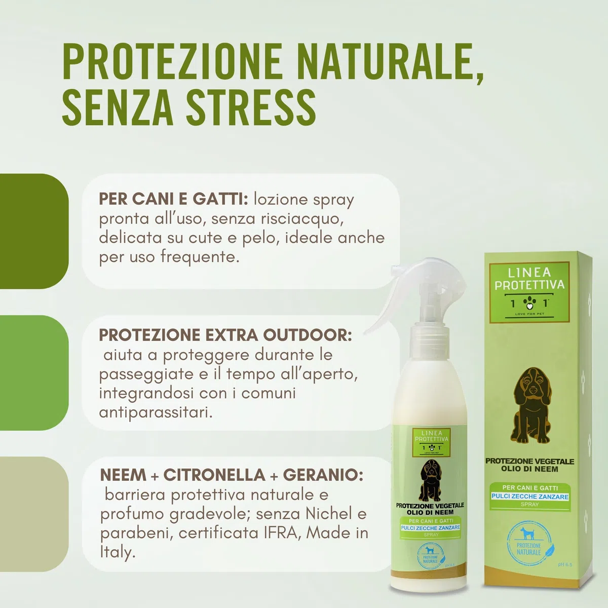 Olio Di Neem Per Cani e Gatti 250ml Protezione Vegetale Spray Antizanzare Cane, Repellente Zecche Cane, Antiparassitario Naturale Per Cani, Antipulci per Gatti, Antiparassitario per Gatti