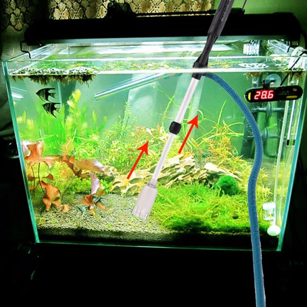 TopHomer Sifone a batteria per acquario, pompa per la pulizia dell'acquario, con sacchetto per filtro dell'acqua, strumento di trasferimento automatico dei fluidi