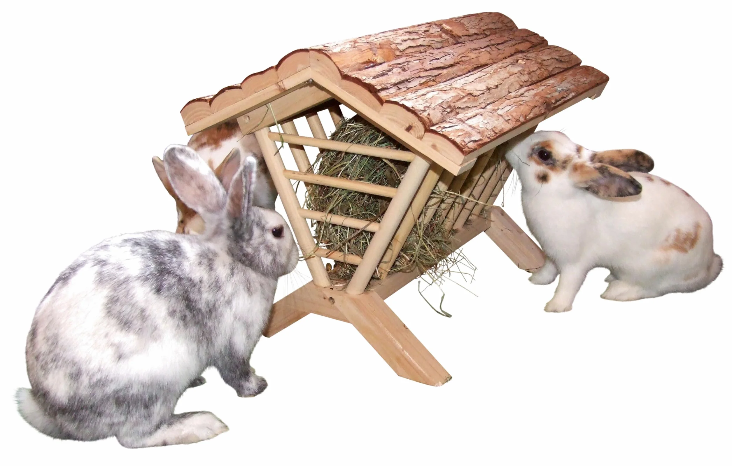 Kerbl Pet Mangiatoia per fieno Nature, 45x32x33cm, facile da riempire, possibilità di mangiare su tutti i lati, stabile, in legno naturale