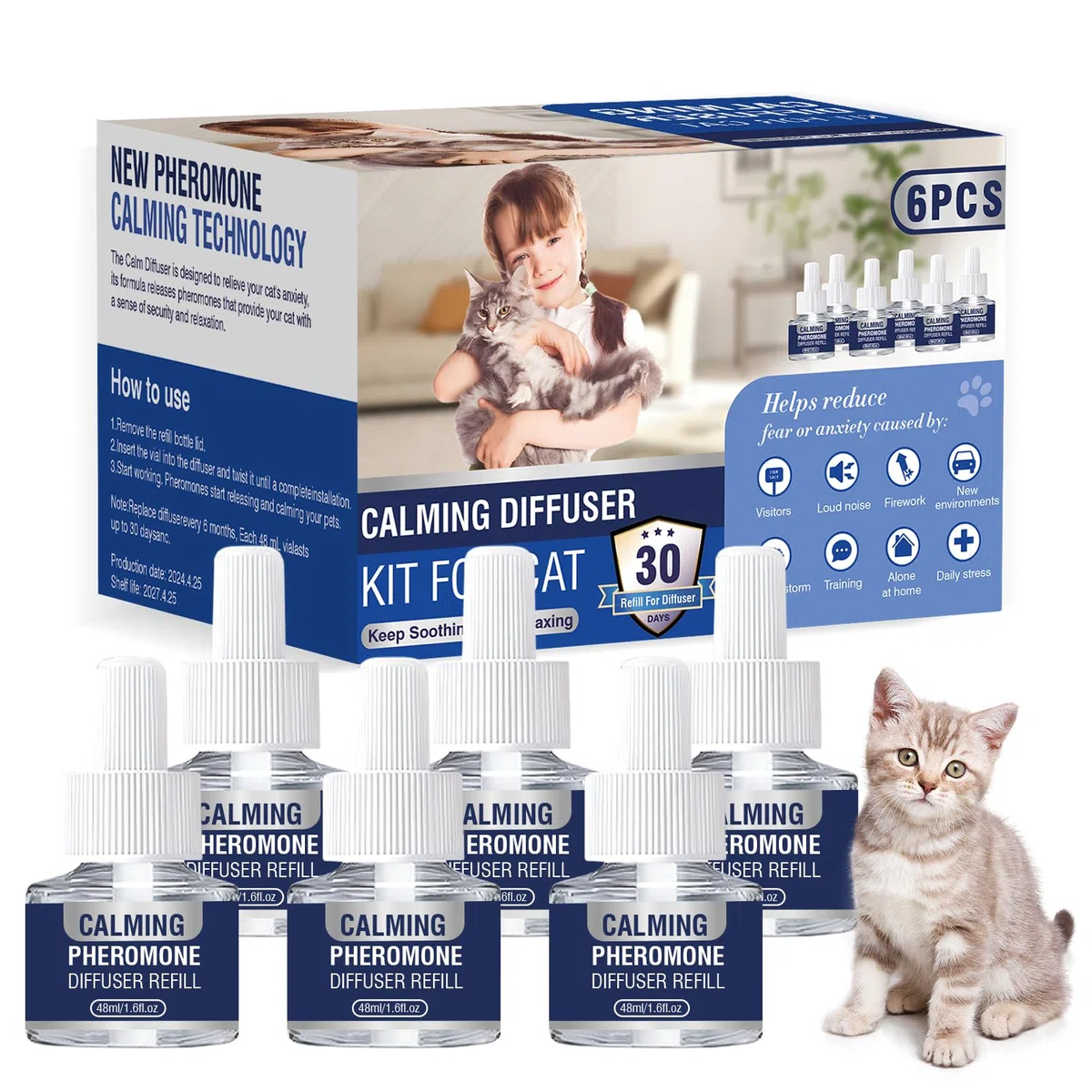 Feromoni Gatto Per Gatti Diffusore Tranquillante Di Calmante Antistress Repellente Per Gatti Irrequieti Feromoni Felini Feromoni Rilassanti E Tranquillanti Rilassanti 6x Ricariche Da 48 Ml Insapore