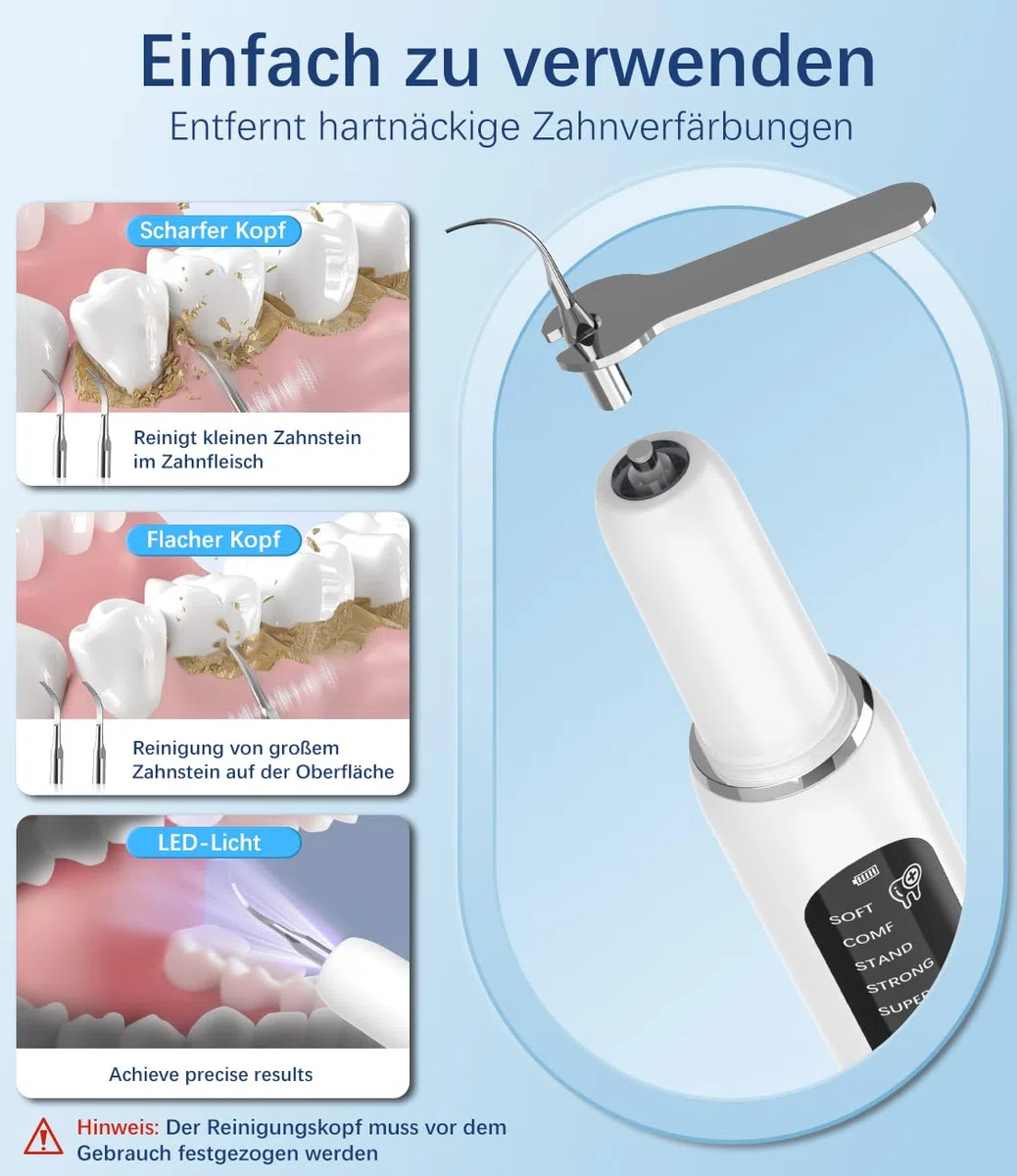 Kit Pulizia Denti Tartaro per Animali Domestici – Spazzolino Elettrico per Cani e Gatti con 5 Modalità, 4 Testine Intercambiabili in Metallo, Rimozione Placca e Tartaro, Luci LED, Sicurezza Gengive