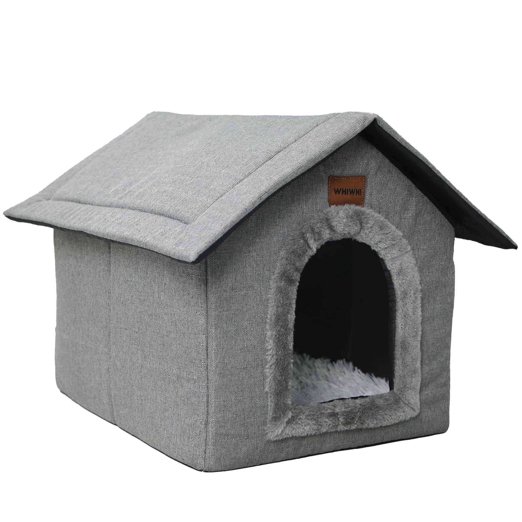 Casetta per Gatti Cuccia Per Animali Domestici con Cuscino in Peluche Pieghevole Cuccia Gatto Tenda per Gatti Caldo e Confortevole 35x30x35cm