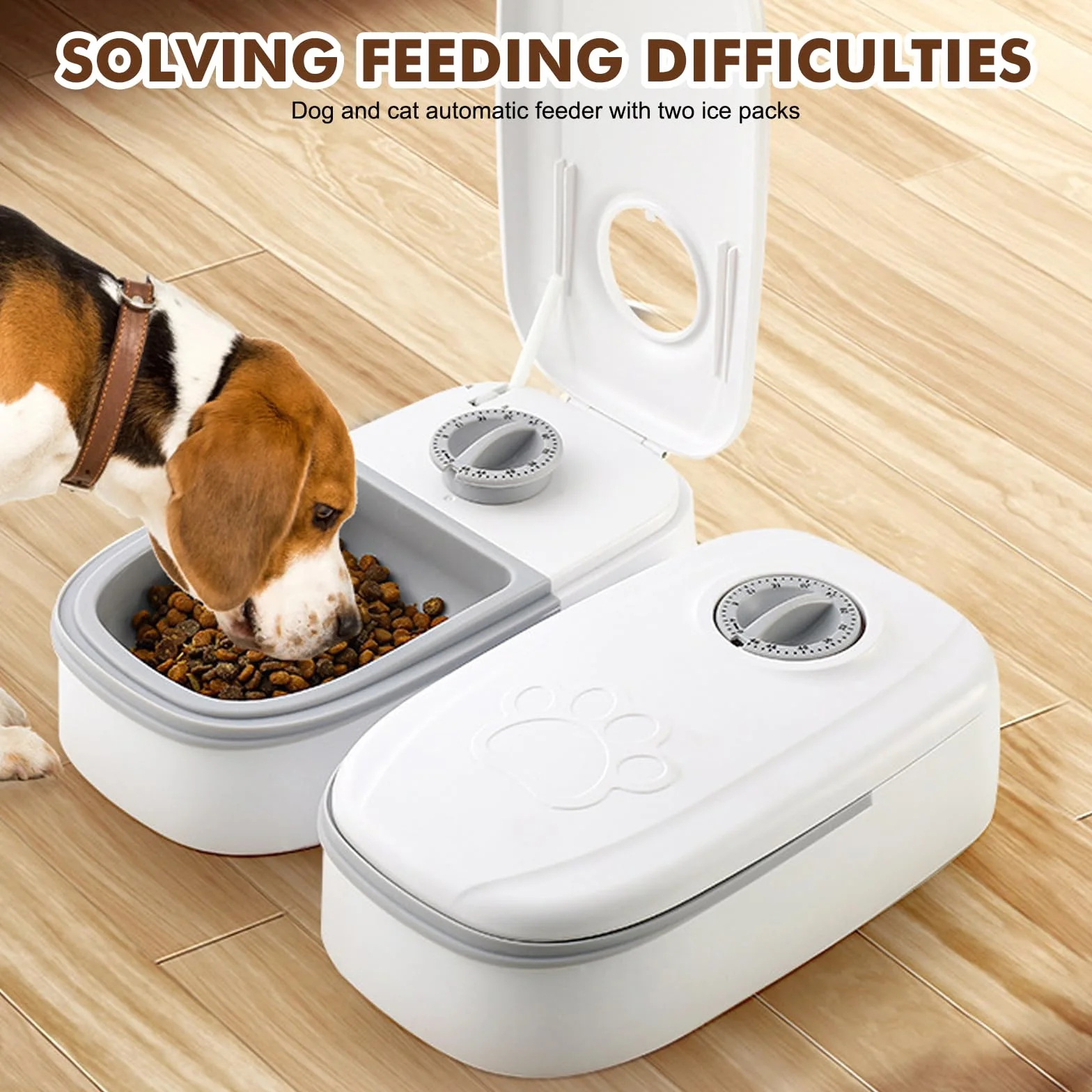 Distributore automatico di cibo, 350 ml*2 mangiatoie automatiche, 2 pasti, mangiatoia automatica per gatti, cibo secco e umido, timer di 48 ore, mangiatoia automatica per gatti e cani