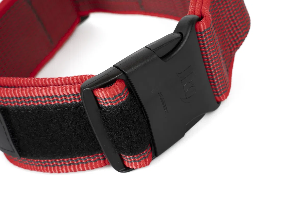 Collare K9 serie Color & Grey con manico richiudibile, 40 mm x 38-53 cm, rosso-grigio
