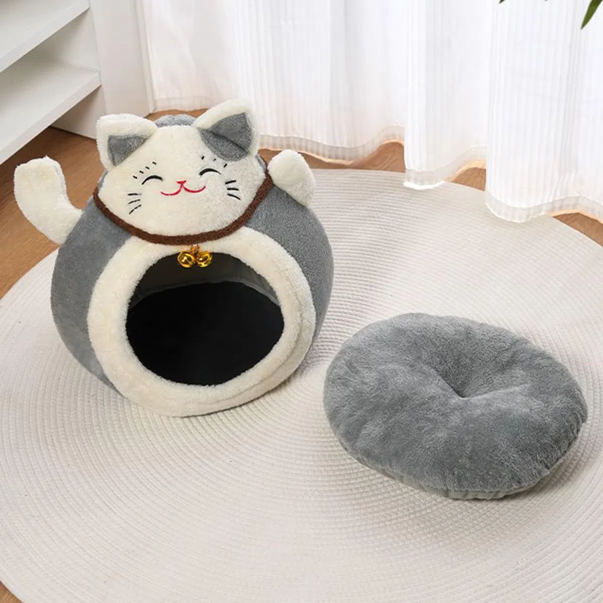 Cuccia per Gatti Invernale per Ambienti Interni, Cuccia Semi-Chiusa Per Cuccioli, a Forma di Cupola per Gatti, Per Inverno Casa Appartamento Sonno Notturno Pisolini Diurni Periodo di Recupero