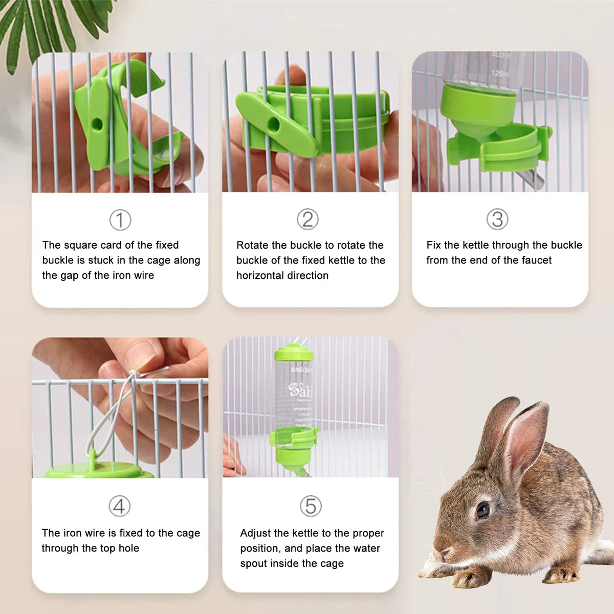 NO Heiqlay 1 Mangiatoia Porta Fieno per Conigli e 1 Borraccia, 2 in 1, in plastica, per Animali- Cavia, Coniglietti, porcellini d'India