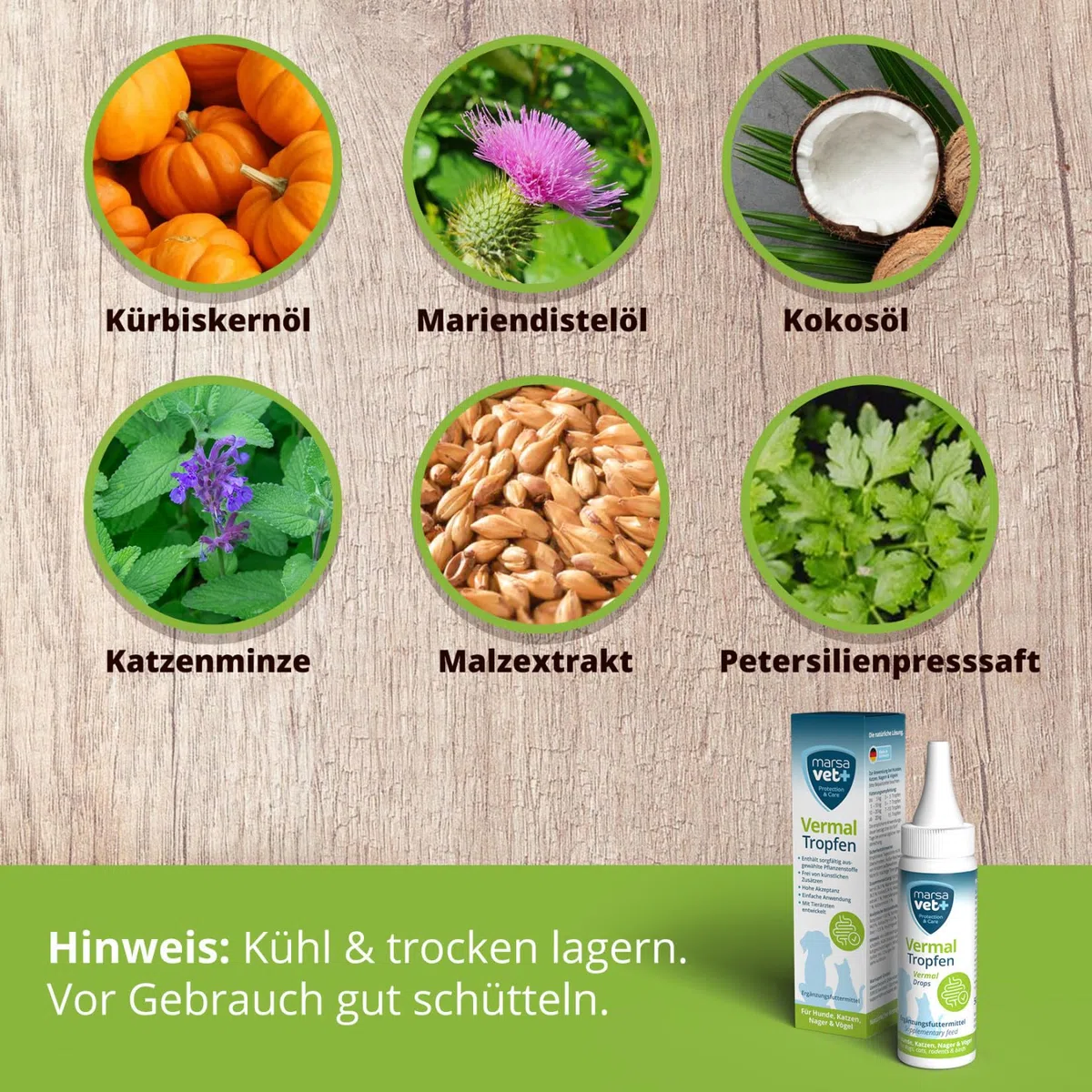 marsavet+ Vermal Gocce 50 ml – Soluzione Naturale per Ambiente Intestinale Sfavorevole ai Vermi, Aiuta Contro Giardia, Rimedio per Vermi e Parassiti Intestinali per Cani, Gatti e Roditori