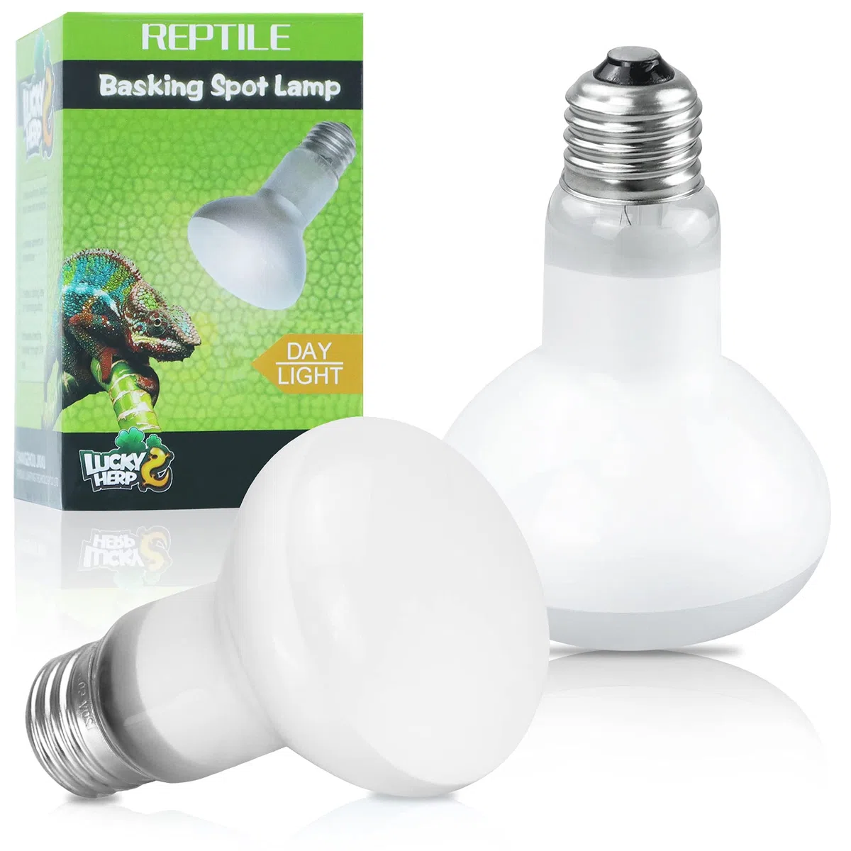 LUCKY HERP Confezione da 2 lampade per terrario, 100 W per rettili, lampada da sole, anfibi, luce diurna, per tartarughe, barba, lucertola