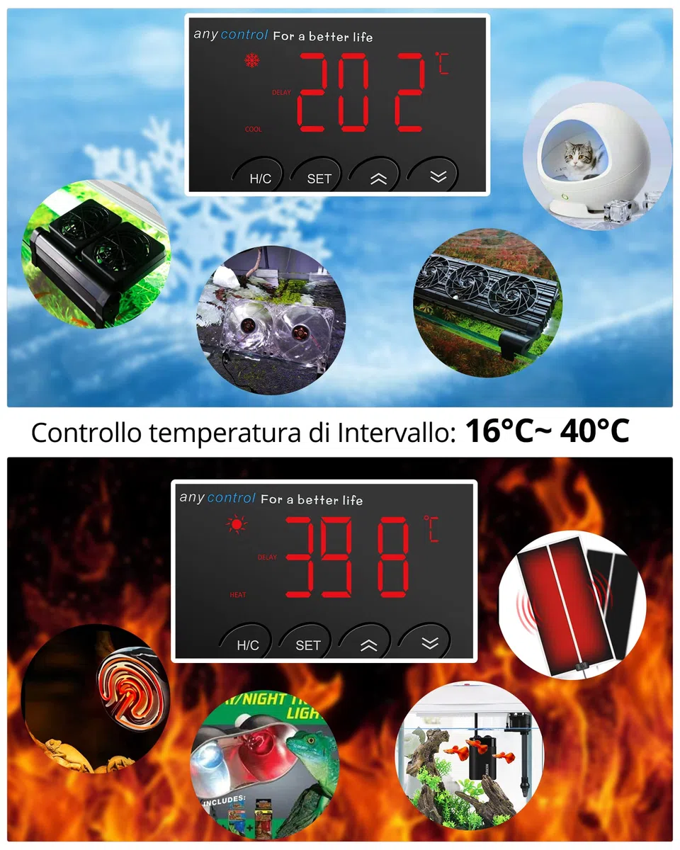 NICREW Termoregolatore, Presa Termostato Digitale di Raffreddamento e Riscaldamento, Digitale Termoregolatore per Serpenti, Tartarughe, Lucertole, Gechi ed Altri Rettili