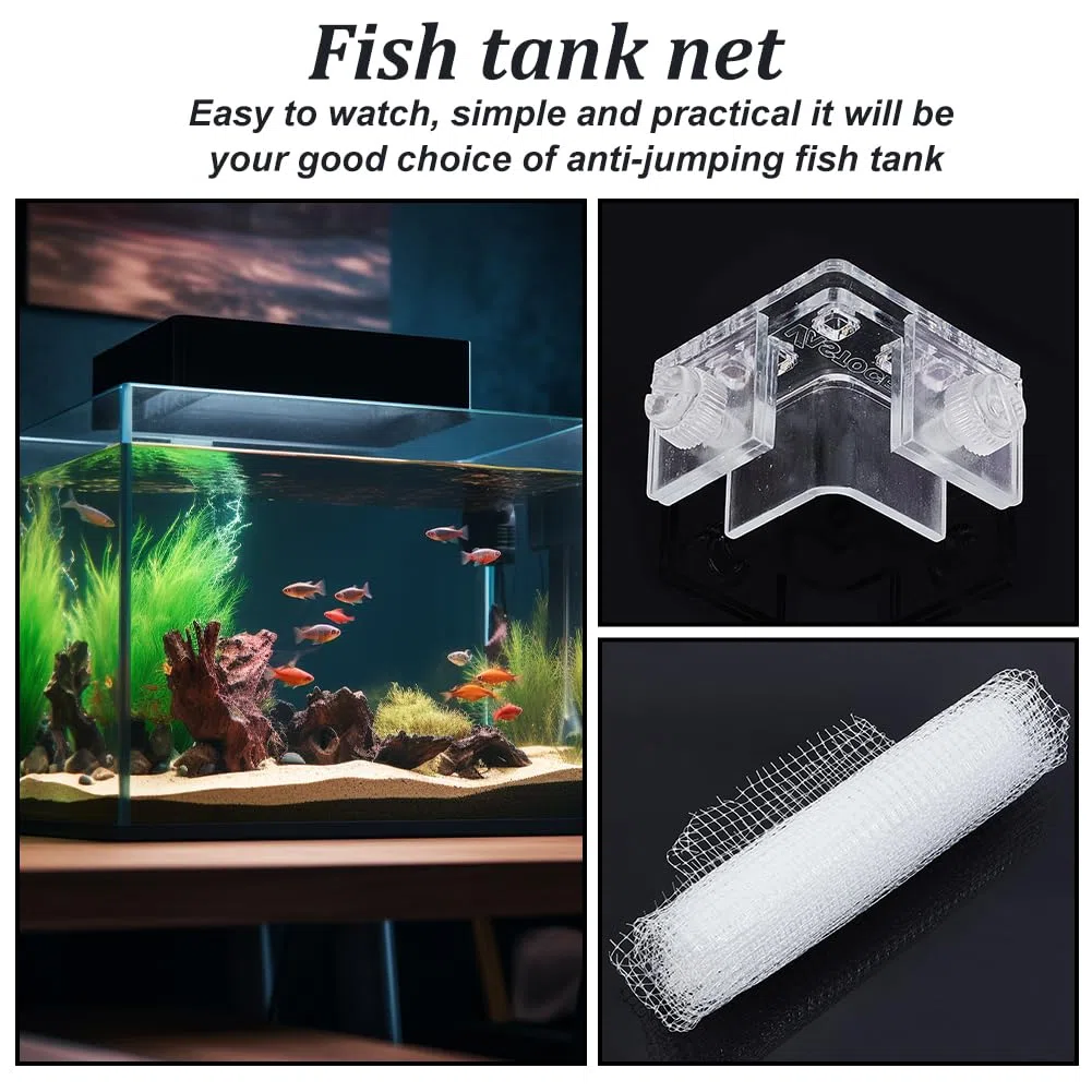OLYCRAFT Rete Protettiva per Acquario 1x0.9m con Chiusura a Vite Acquario Rete Anti-Salto in Plastica per Schermo per Acquarii Protezione per Proteggere i Pesci Che Saltano Fuori Dall'acquario