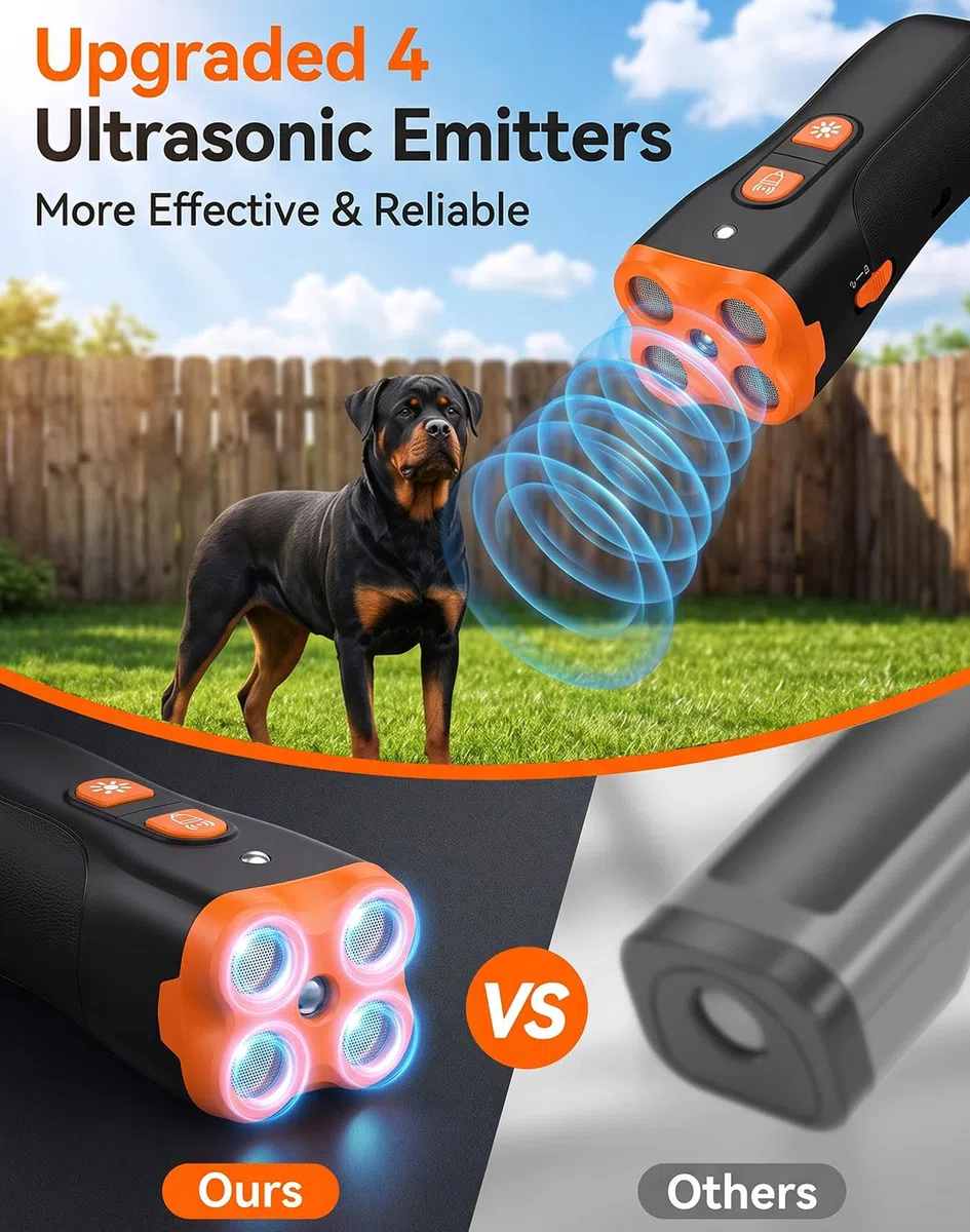 Dispositivo Antabbaiati per Cani, Dispositivo Sicuro a Ultrasuoni per Controllare l'Abbaiare, Addestratore Canino Ricaricabile Rapido e Portatile, Silenziatore Efficace per Interno Esterno (Orange)