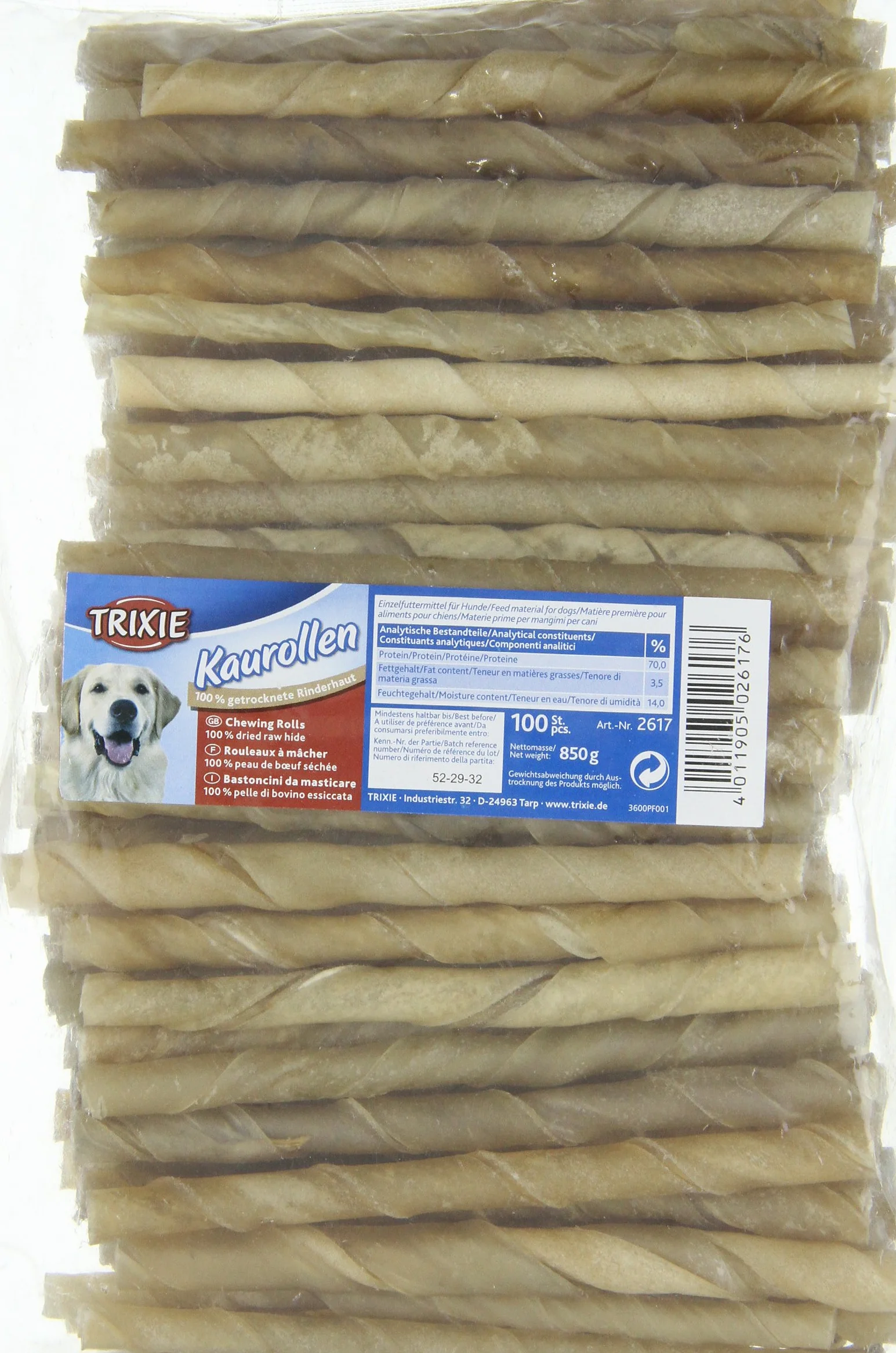 TRIXIE rotolini da masticare manzo per cani – snack dentale attorcigliato senza zuccheri aggiunti né glutine – gustoso, naturale & duraturo – ø 9–10 mm, 12 cm – 100 pezzi