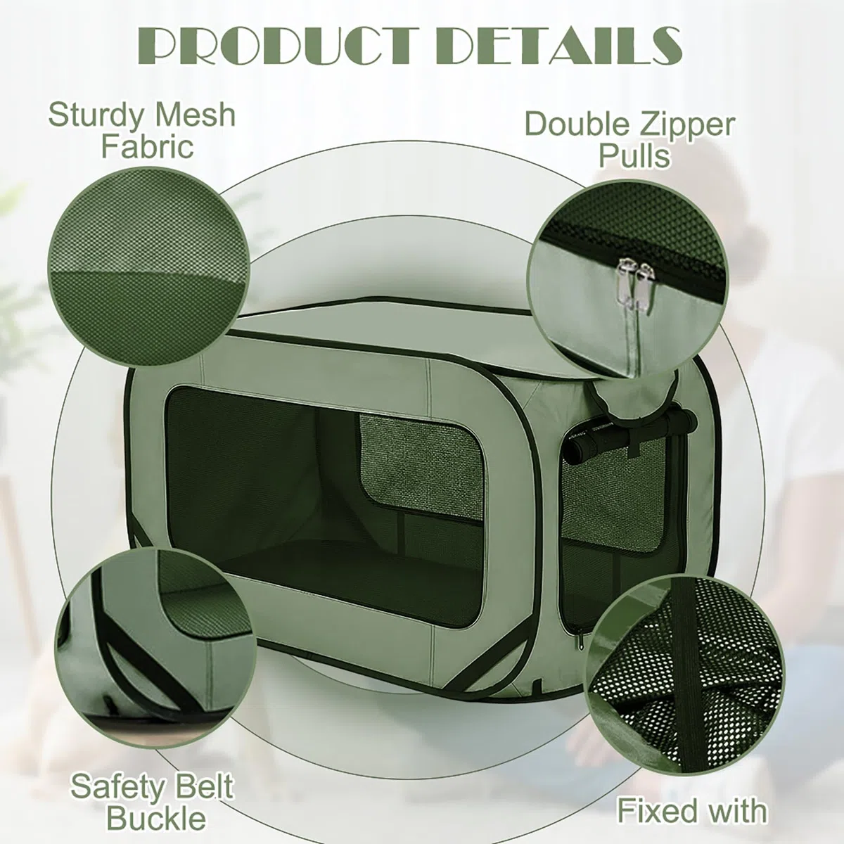 Recinto per Cani da Interno, Portatile Box Cani per Interno ed Esterni, Box Pieghevole per Cane e Gatti, Kennel Cane Piccolo, Gabbia per Cani e Gatti Fino a 29,5 kg (Verde)