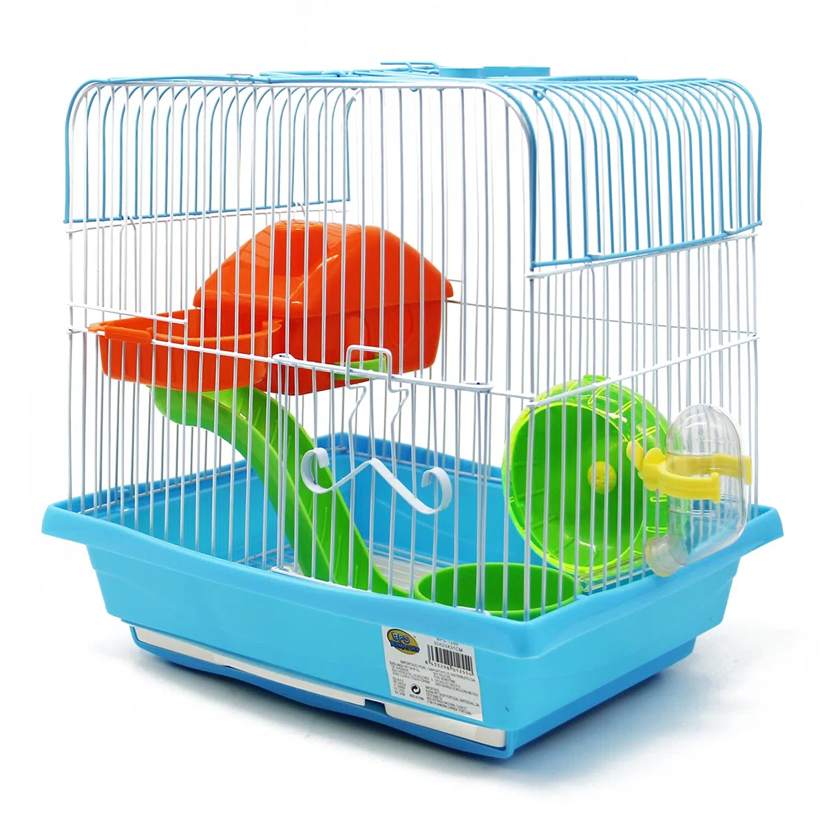 BPS BPS-1255 - Gabbia per criceti, con mangiatoia, abbeveratoio, ruota di casa, colore casuale, 30 x 23 x 31 cm