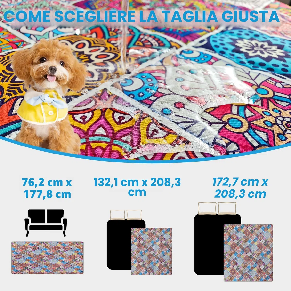 Coperta impermeabile per cani bohémien, coperta per animali domestici, coperta per divano reversibile, lavabile, protegge mobili, letto, divano per cuccioli e gatti