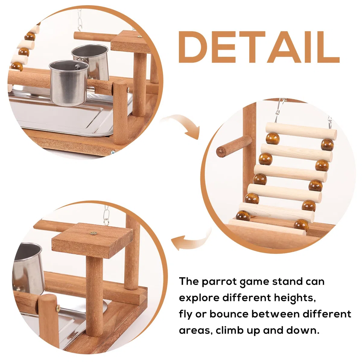 Parco Giochi Per Pappagalli, Supporto Per Uccelli, Supporto Per Pappagalli, Pappagallo Giocattoli Con Altalena Parco Giochi E Vassoio Alimentazione Scala Per Parrocchetti, Inseparabili 37x26x44CM