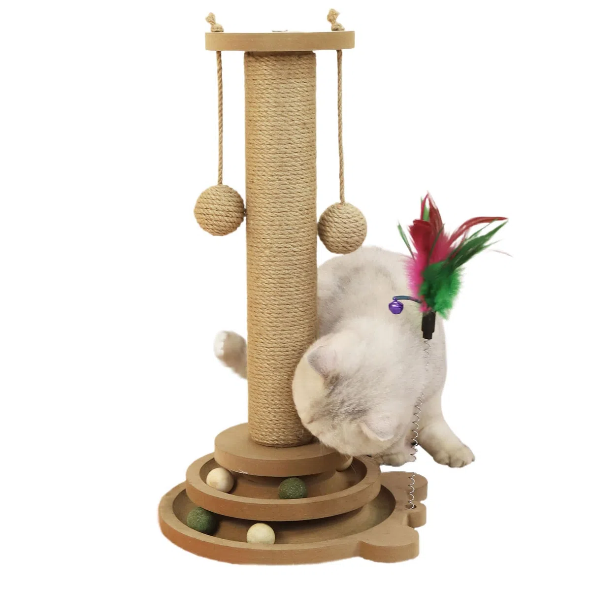 Tiragraffi per Gatti | Torre Con Palline Per Gatti,Struttura Arrampicabile Con Bacchetta Gioco E Palle In Sisal Resistente Verticale Per Cuccioli