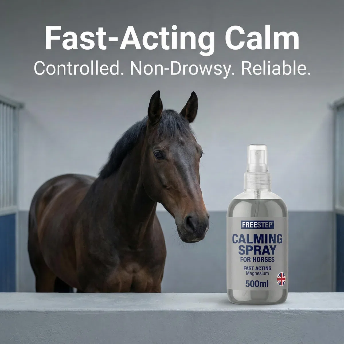 Spray calmante per cavalli, ad azione rapida, con magnesio, per ansia, stress e spooking, concentrazione naturale e rilassamento, senza sonnolenza e sicurezza per la competizione, calmante