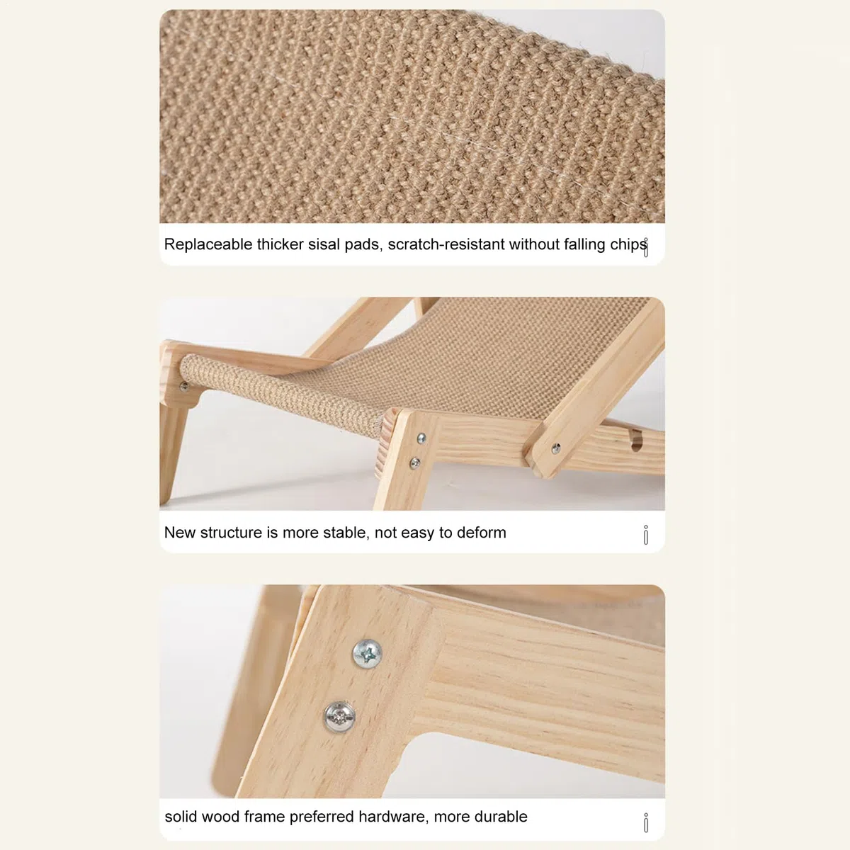 Sedia Per Gatti - Lettino Per Micetti In Canapa Sisal | Amaca Per Micini | Brandina Portatile Per Interno | Legno Di Legno Regolabile Elevato Di Gatto | Pieghevole Rialzato Per Gattini