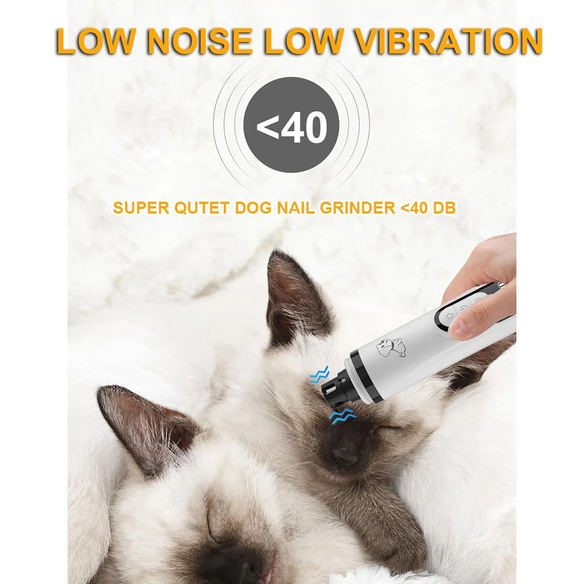 Heusom Silent Groom Pro per cani, smerigliatrice per unghie a 3 velocità, Silent Groom Pro, con luci a LED, ricaricabile tramite USB, con testine di ricambio per cani, gatti