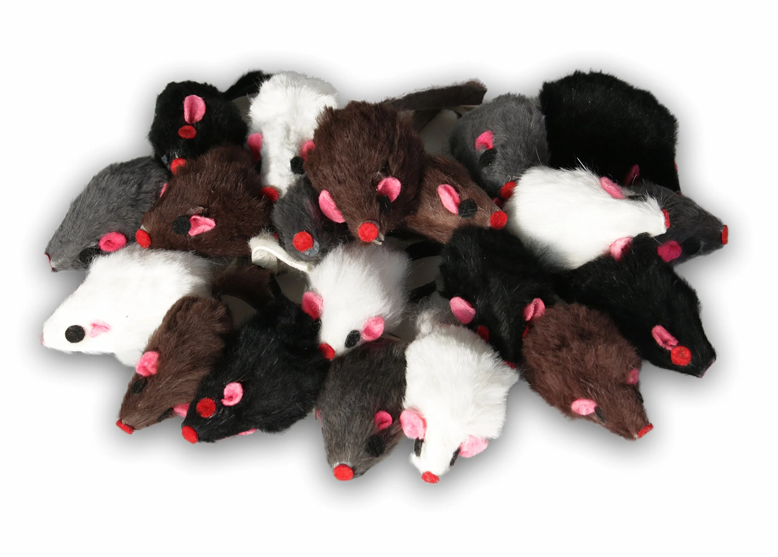 EBI, Set di topi giocattolo con pelo vero per gatti, ognuno da 5 cm