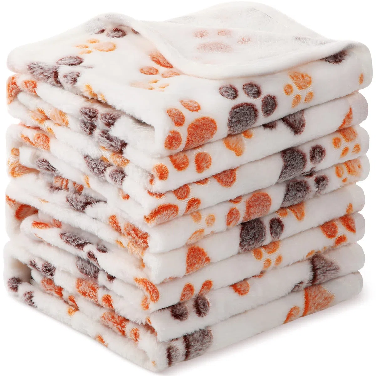 Tatuo 4 Copertine per Pet Cuccioli Coperte in Pile con Stampa di Zampe per Gatto Piccolo Medio Tappetini da Letto Caldi Morbidi per Dormire per Animali Cane(S,Bianco)