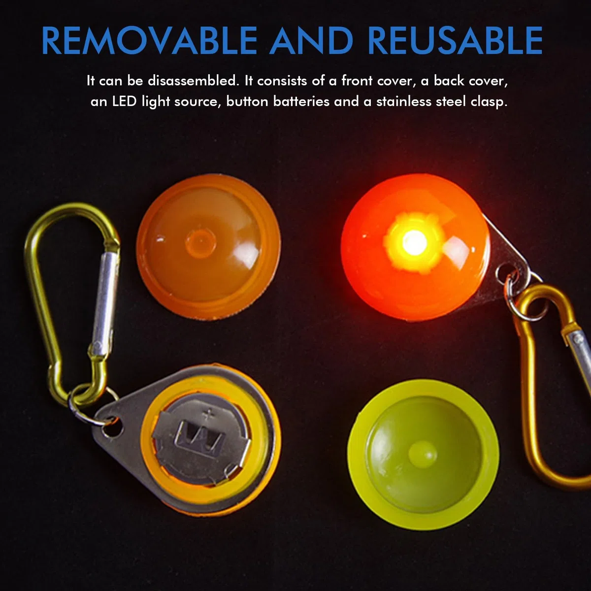Ciondolo luminoso per cani: 14 pezzi di luce LED di sicurezza lampeggiante, 3 modalità di lampeggiamento, 7 colori di luce di sicurezza per animali domestici