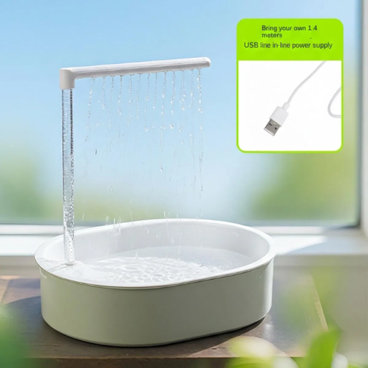 Doccia per pappagalli | Abbeveratoio automatico alimentato tramite USB, con pompa e acqua corrente per calopsitta, gabbia piccola e media, per esterni, interni, balcone, patio,